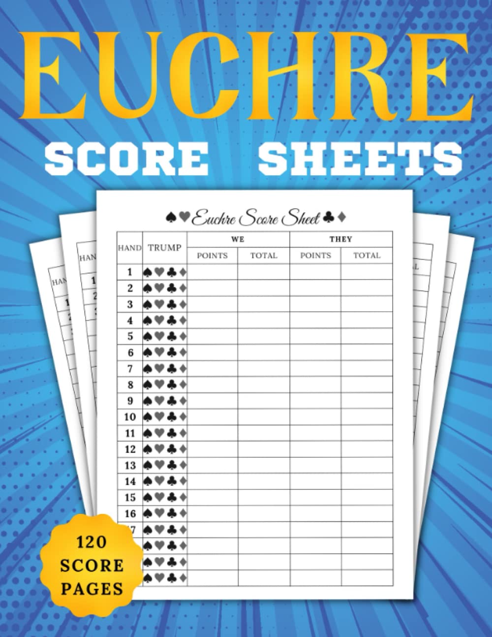 Euchre Score Sheets: 120 Score Pages For ScoreKerping, Fanny Euchre Card Game, Progressive Board Euchre Game, Euchre Record Book, With Size 8.5" x 11" Inches, (ScoreBook) baixar livro de graça