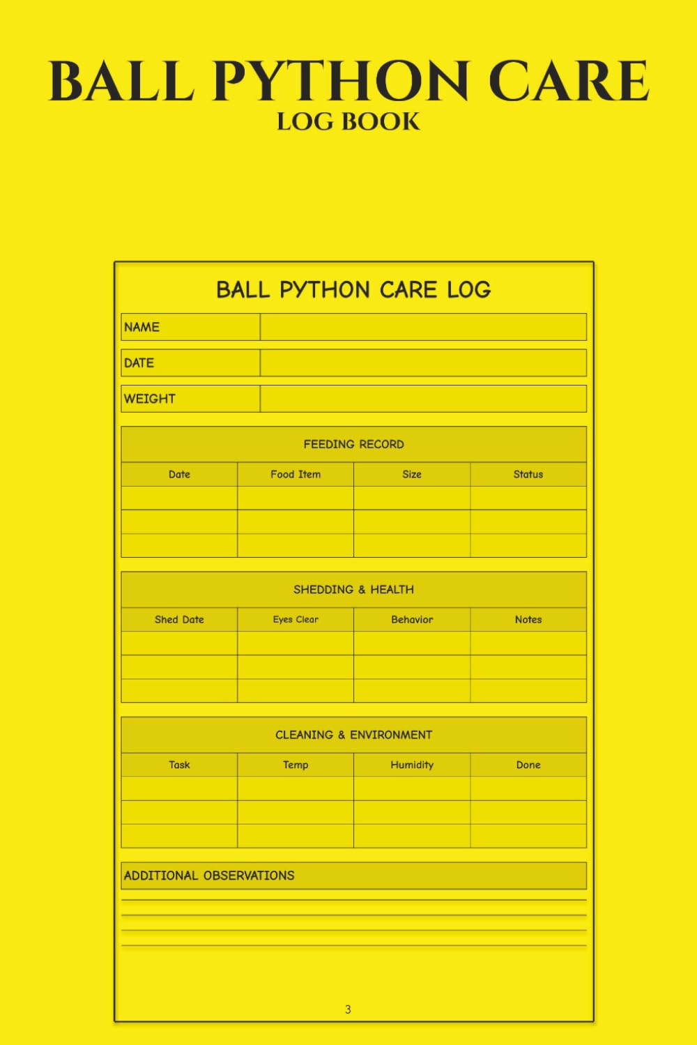 capítulo por capítulo baixar Ball Python Care Log Book: Track Feeding, Shedding, Weight, Vet Visits & Habitat Conditions for Optimal Snake Health