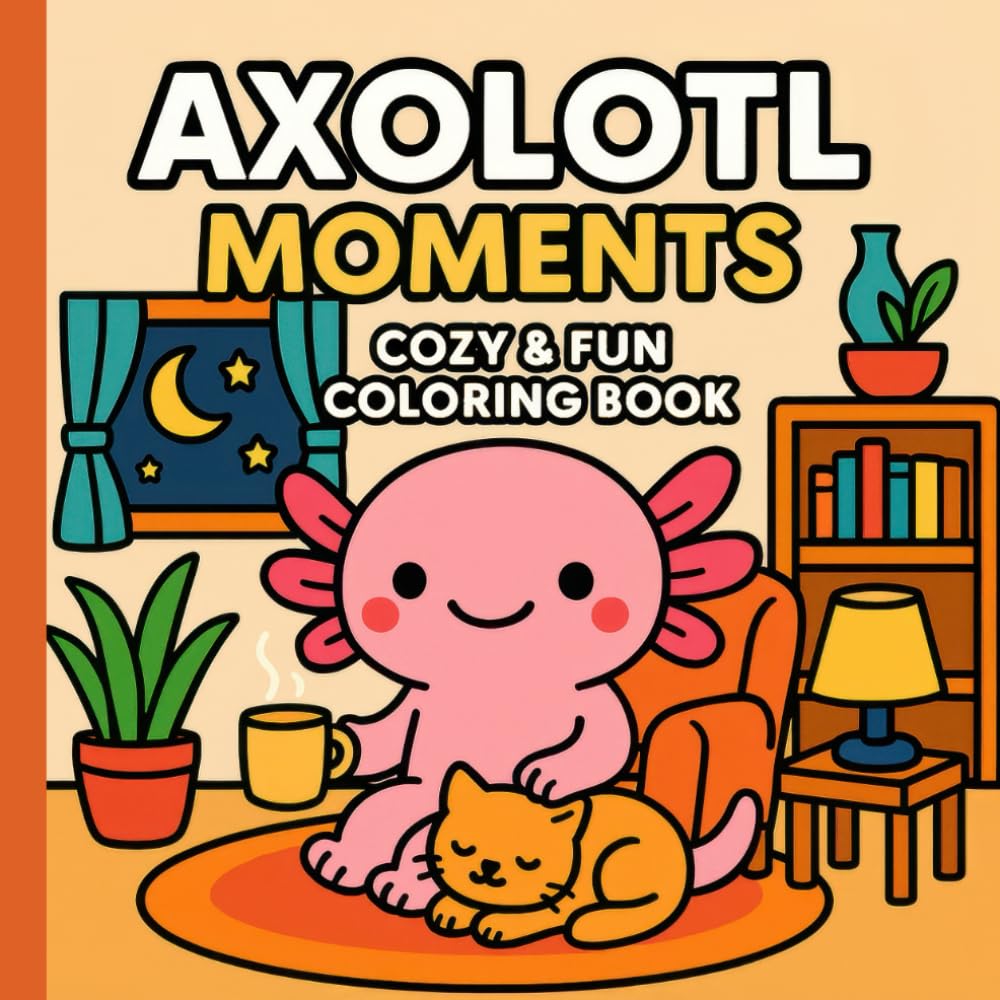 capítulo por capítulo baixar Axolotl Moments: Cozy & Fun Coloring Book: Relaxing Cute Axolotl Scenes for Stress Relief and Mindful Coloring | Wholesome Cozy Vibes for All Ages