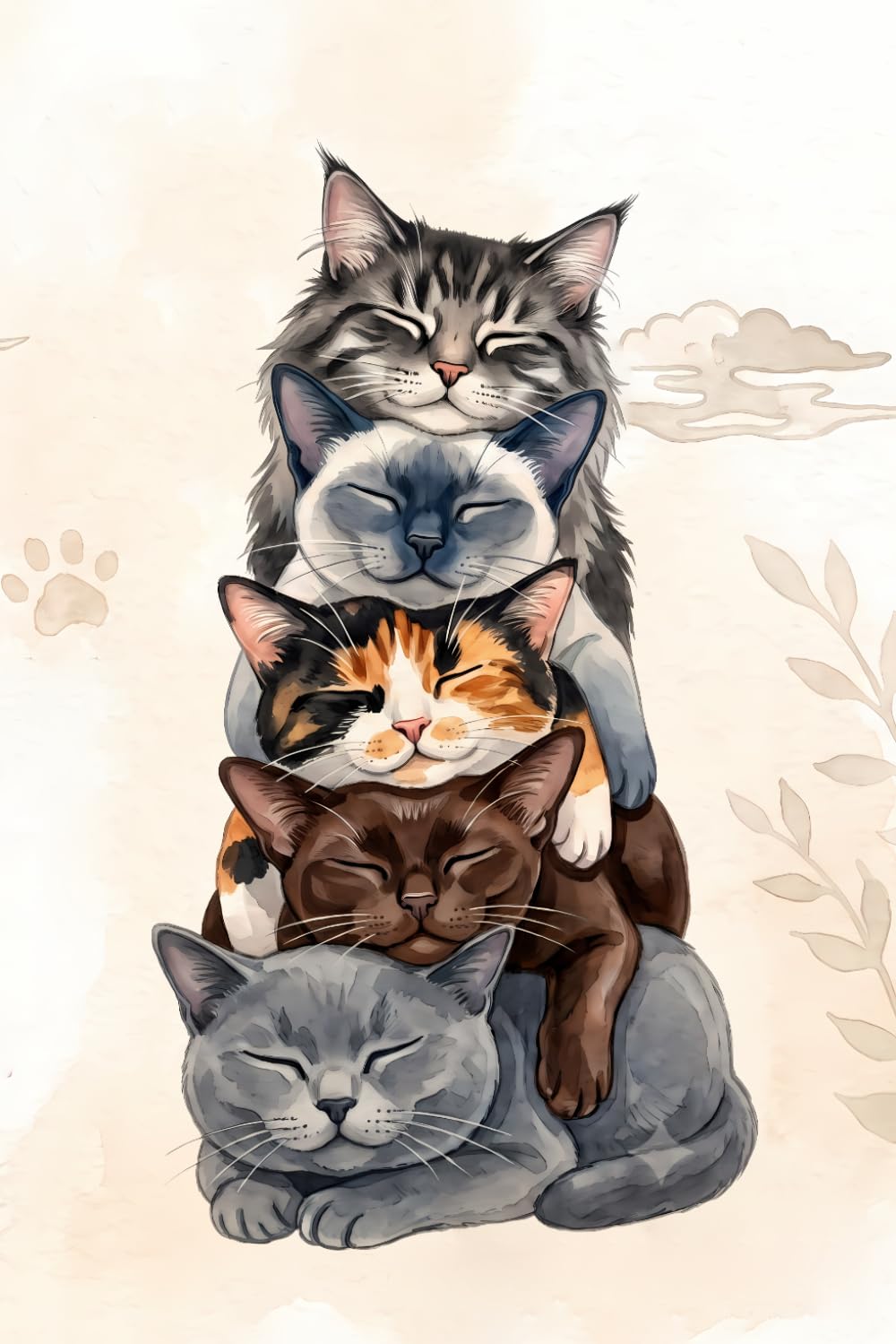 Dreamy Sleeping Stacked Cat Tower Journal: a LINED notebook for self-expression baixar o livro de graça