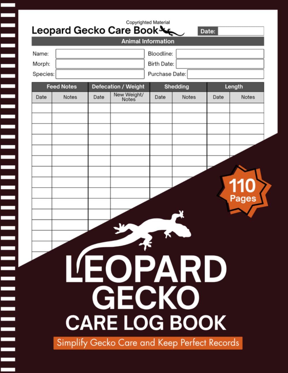 Leopard Gecko Care Log Book: Track Feeding, Shedding, Growth & Health | Simple Daily Log for Organized Leopard Gecko Care | Large Print 8.5" x 11" Inches, 110 pages baixar livro de graça