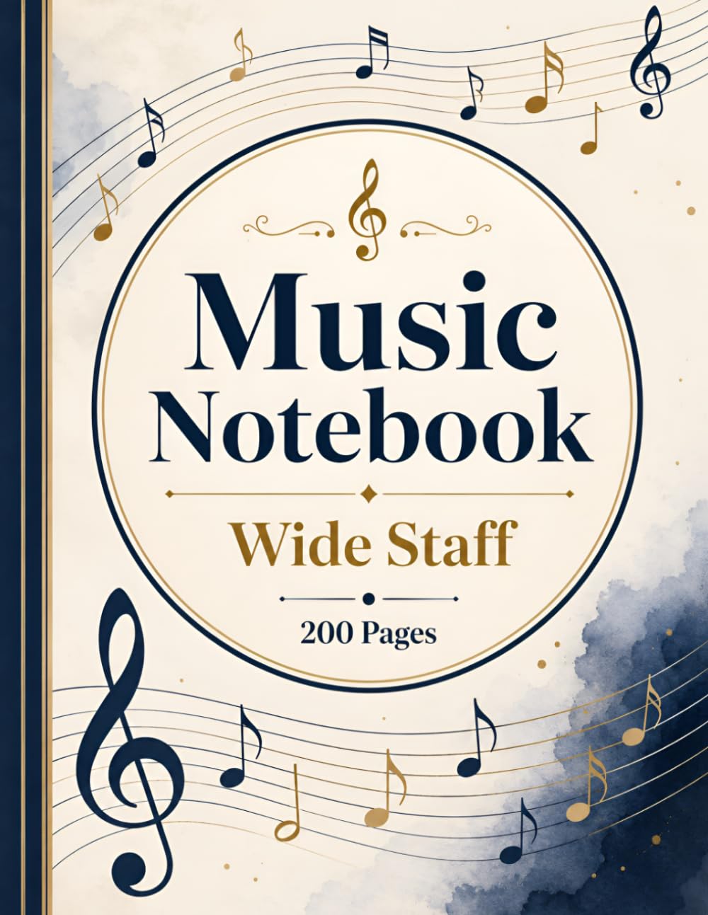 ler totalmente Music Notebook: Wide Staff Paper, 200 Pages