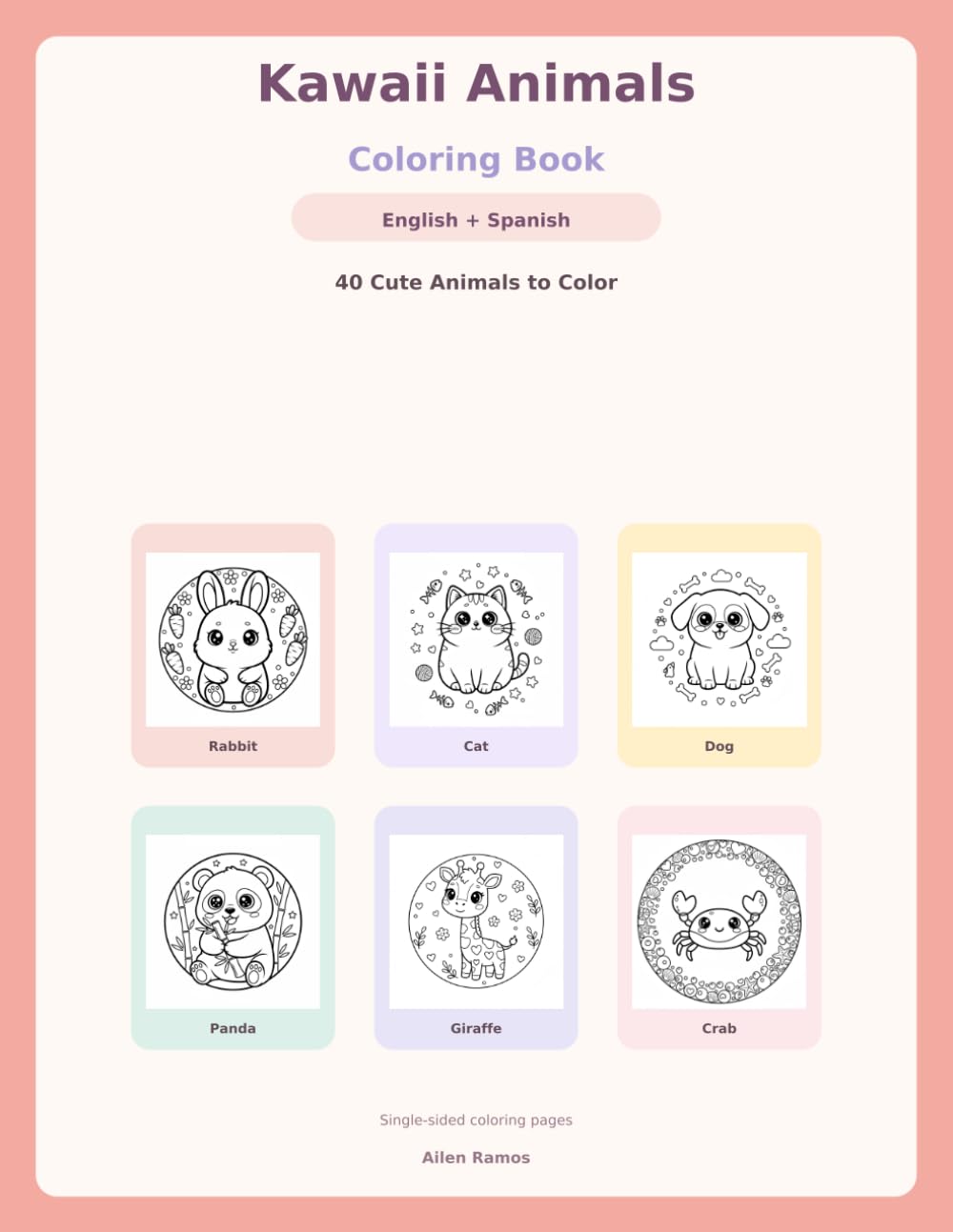 capítulo por capítulo baixar Kawaii Animals Coloring Book: 40 Cute Animals to Color in English and Spanish