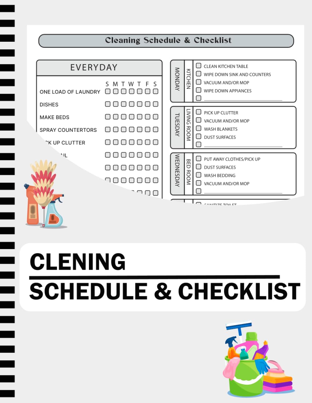Cleaning Schedule and Checklist: Daily Weekly and Monthly Household Cleaning Schedule Book, Housekeeping Checklist Planner, and Organizer for Adults - ( "8.5X11" Inches ) baixar livro de graça