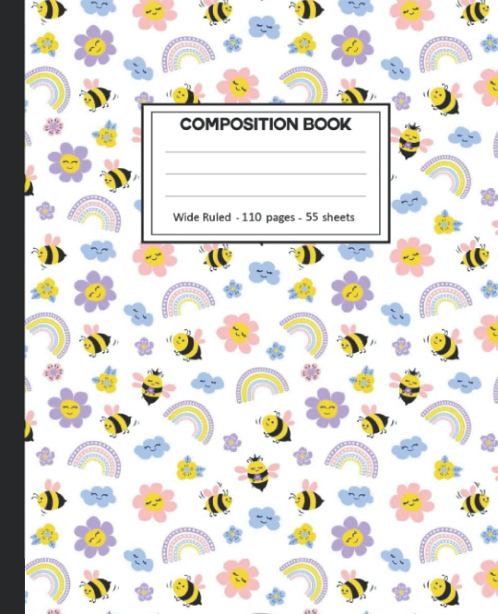ler totalmente Composition Notebook: College Ruled: 110+ Lined Pages Writing Journal: Bee on White.