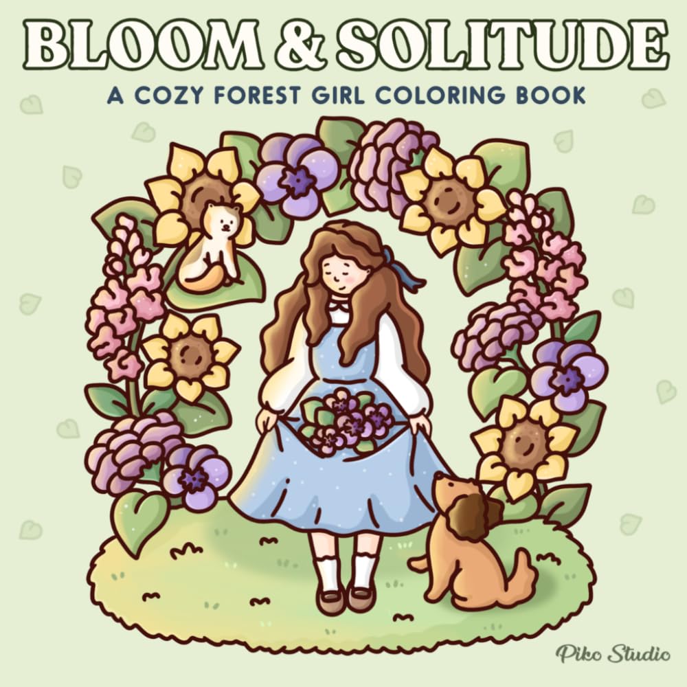 Bloom & Solitude: A Cozy Forest Girl Coloring Book for Stress Relief and Relaxation baixar o livro de graça