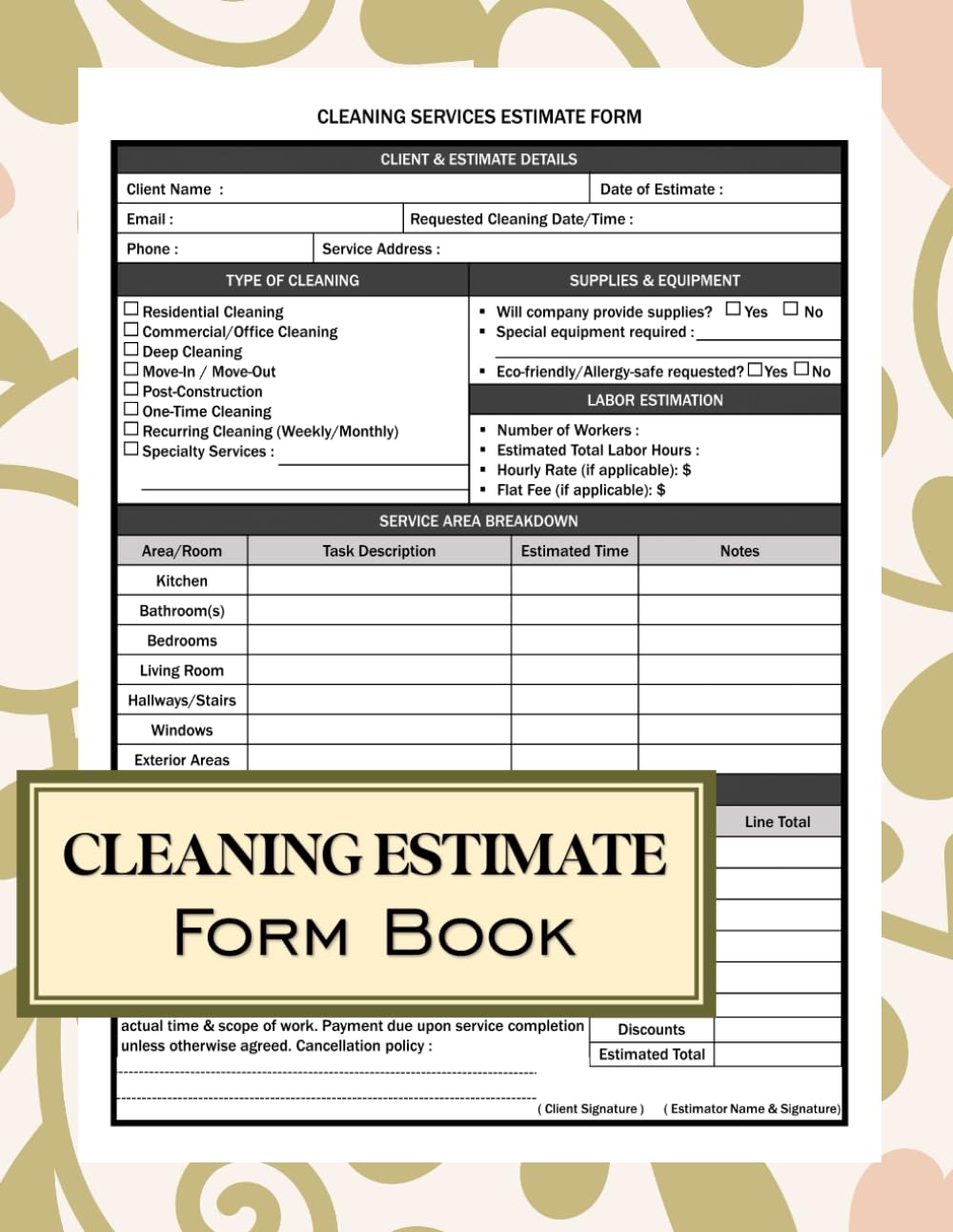 ler totalmente Cleaning Estimate Form Book: House Cleaning Service Quote Record, Cleaning Checklist, DIY Cleaning Service Business Form, Cleaning Proposal | Cleaning... Commercial & Deep Cleaning Services