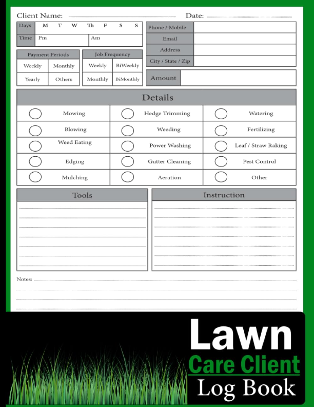 Lawn Care Client Log Book: Mowing and Landscaping Appointments Record Book baixar o livro de graça