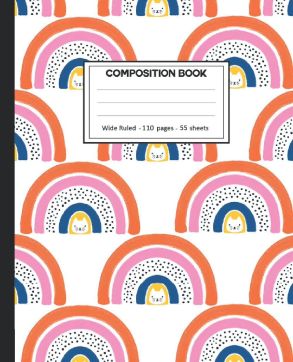 Composition Notebook: College Ruled: 110+ Lined Pages Writing Journal: Rainbow with cat on White. baixar o livro de graça