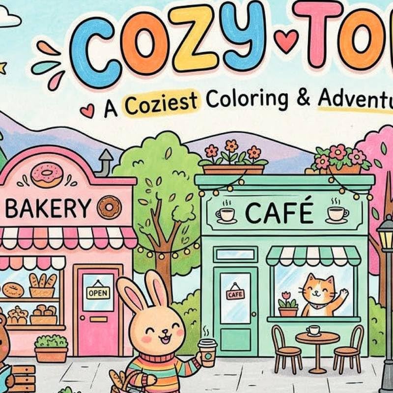 capítulo por capítulo baixar COZY TOWN: Livro de Colorir para Adultos – Cafés, Padarias e Cantinhos Aconchegantes