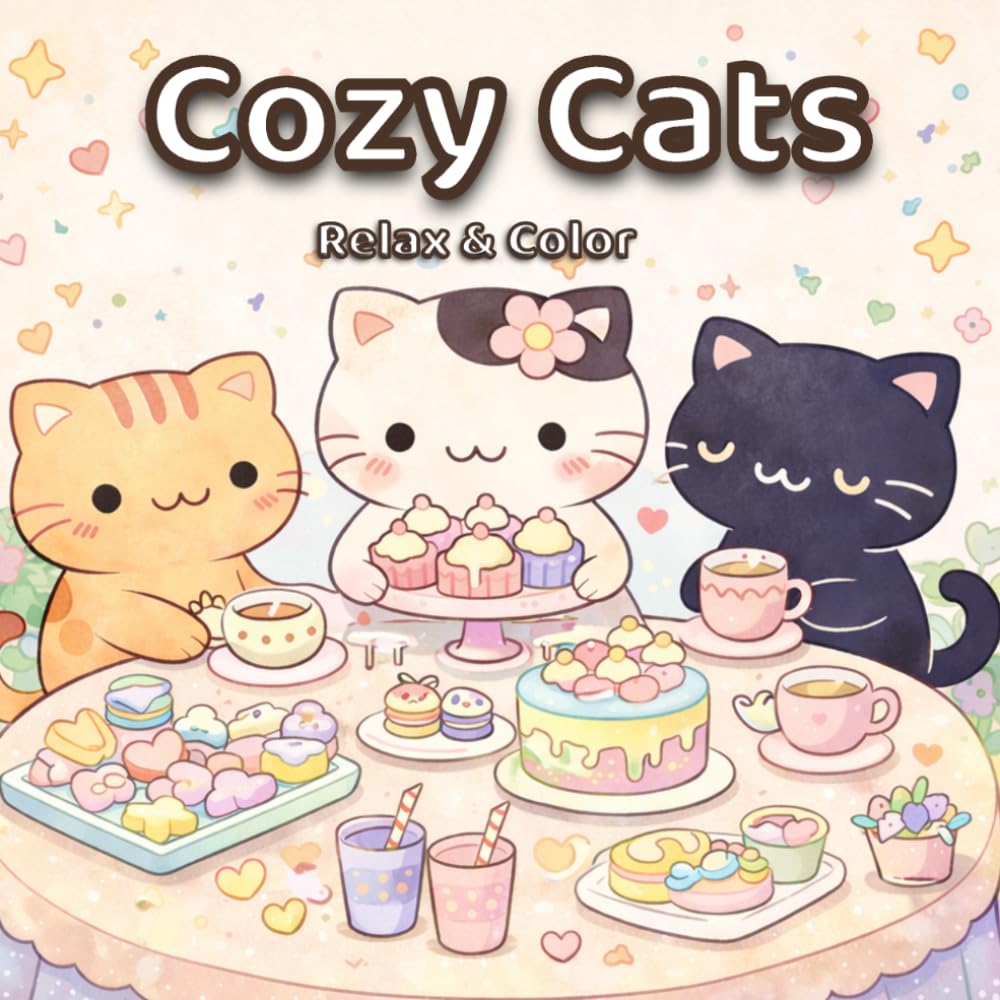 Cozy Cats: Coloring Book for Adults and Teens |: Cute Kawaii Cat Scenes for Relaxing Stress Relief, Cozy Vibes & Aesthetic Comfort Coloring (Cozy Animal Moments) baixar o livro de graça