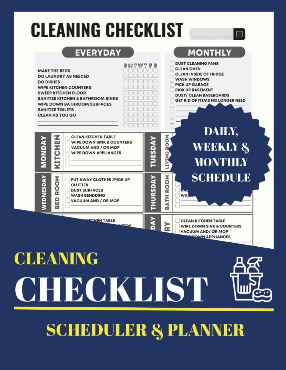 Cleaning Checklist Scheduler & Planner: Household Chores, Daily, Weekly and Monthly Checklist for Household Cleaning baixar livro de graça