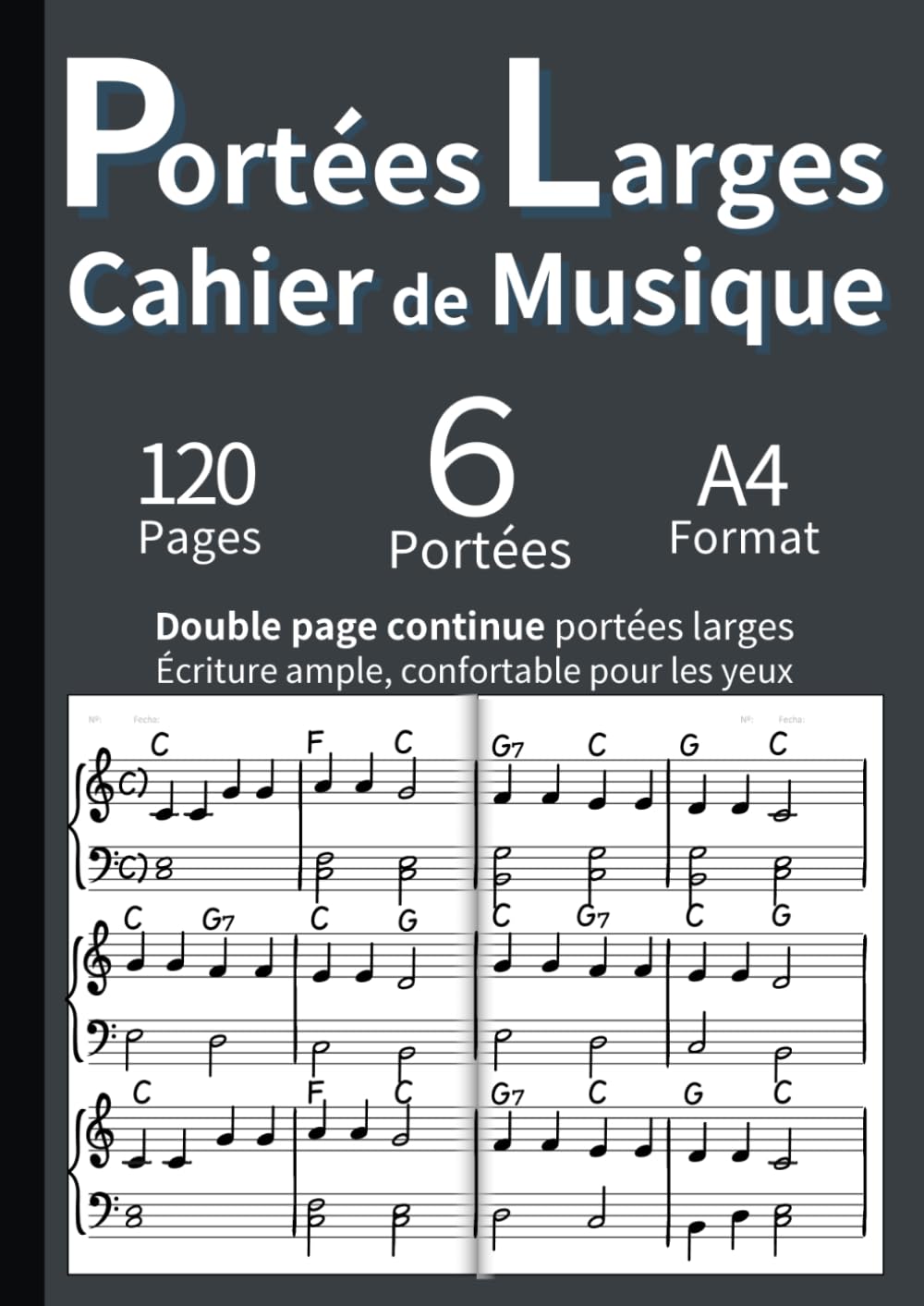 capítulo por capítulo baixar Portées Larges pour Musiciens - Cahier de Musique Double Page Grand Format (A4): Cahier de Musique avec Portée Double et Individuelle - Idéal pour... & Write Music Manuscript) (French Edition)