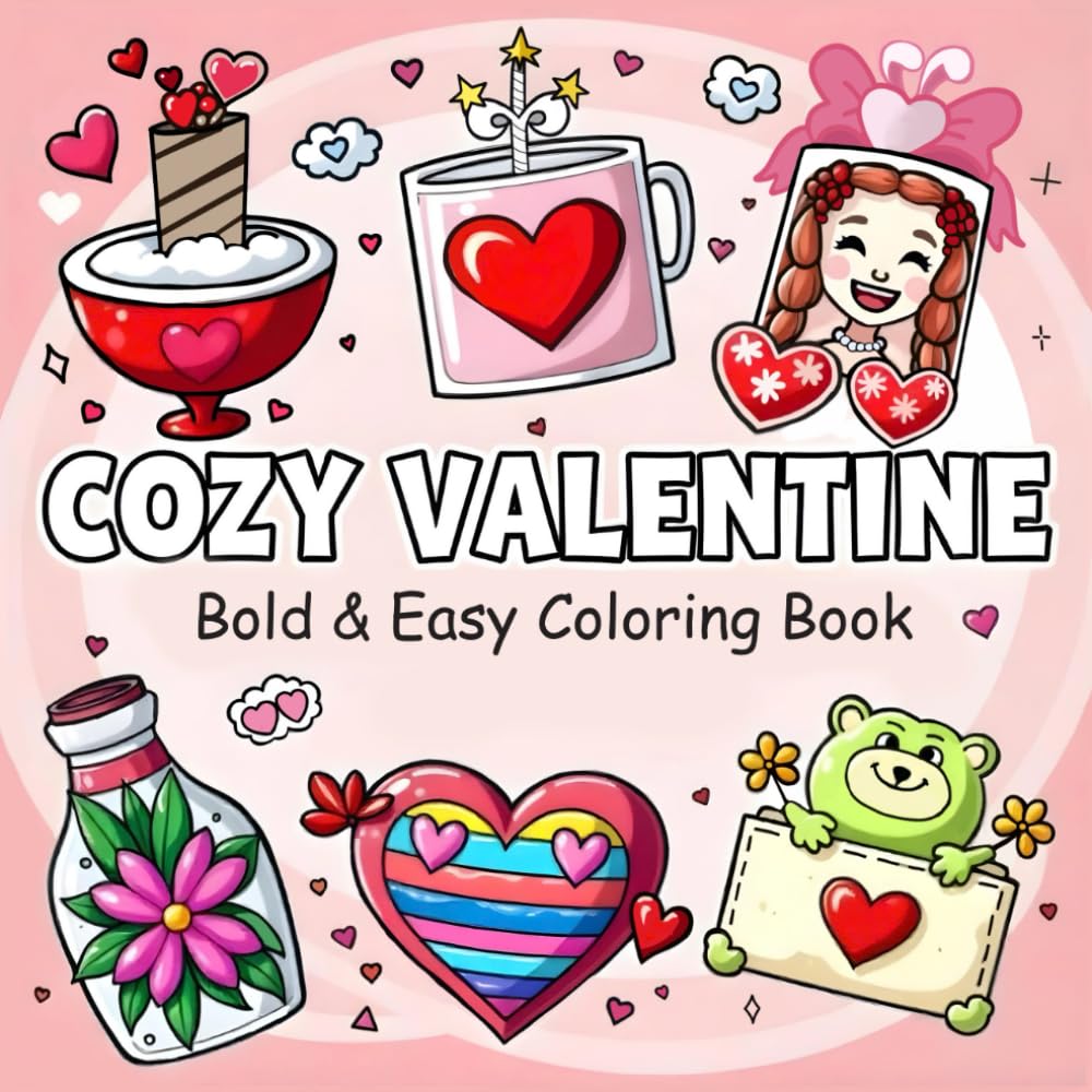 Cozy Valentine: Lovely and Simple Coloring Book for Adults & Teens Featuring easy, bold designs, this book is the ideal way to relax, unwind, and embrace the joy of love this Valentine’s Day baixar o livro de graça