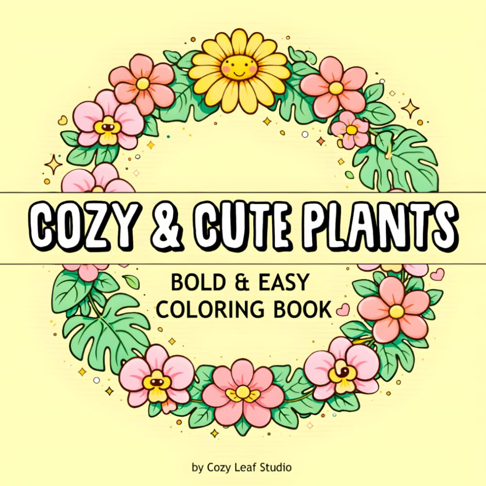 Cozy & Cute Plants: Bold & Easy Coloring Book baixar livro de graça