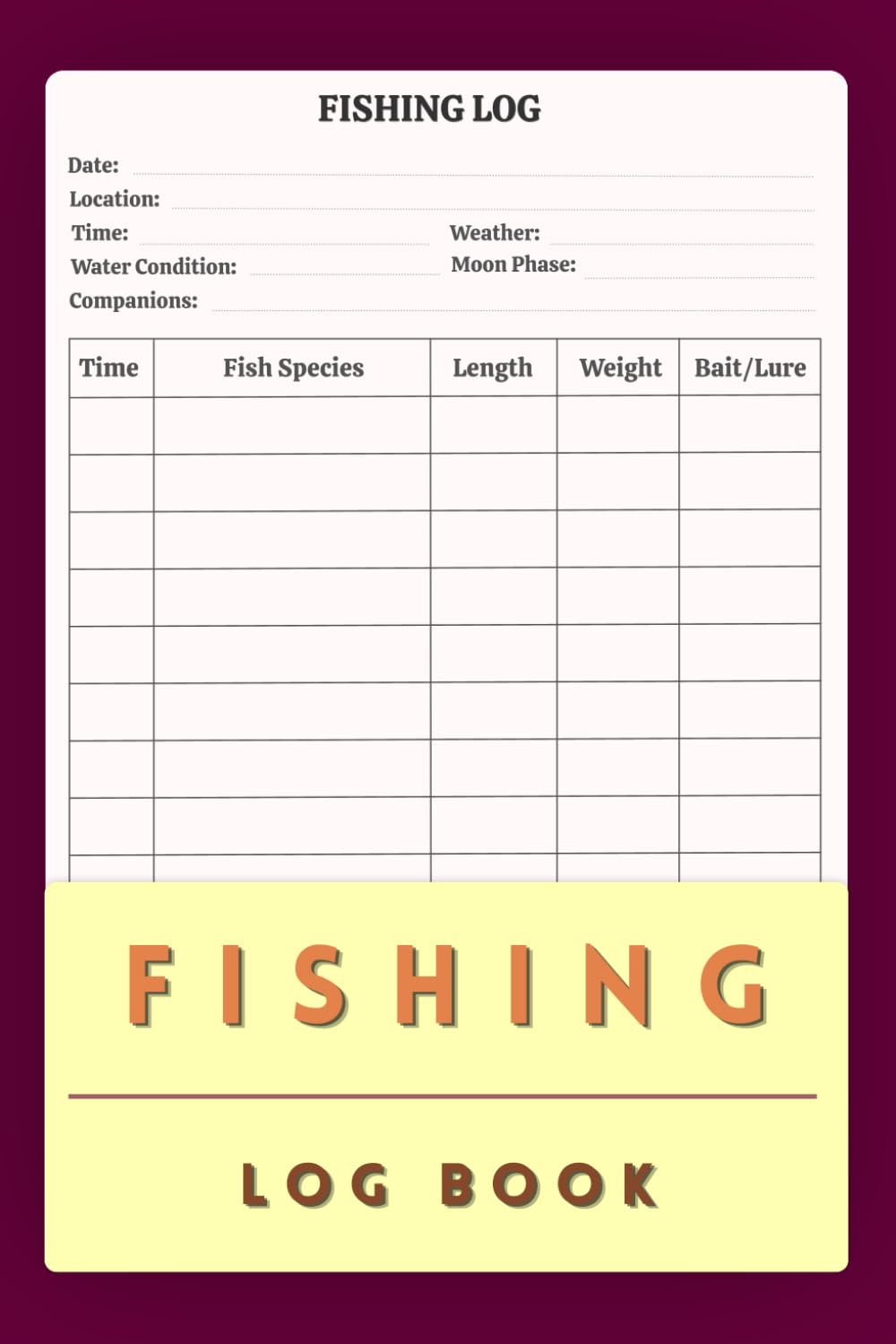capítulo por capítulo baixar Fishing Log Book: A Fishing Journal to Track Catches, Fish Species, Locations, Weather, Bait, Time & Notes