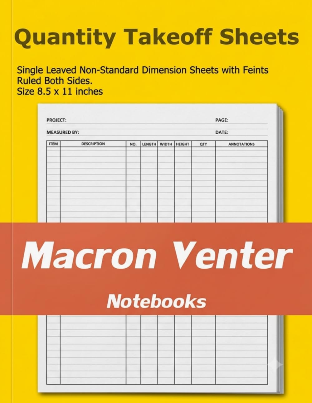 ler totalmente Takeoff Sheets for Quantity Surveying / Construction Estimating - Measurements Notebook:: 100 Non-Standard Dimension Sheets with Feint and Margins – Ruled Both Sides (Single-Leaved Page Format)