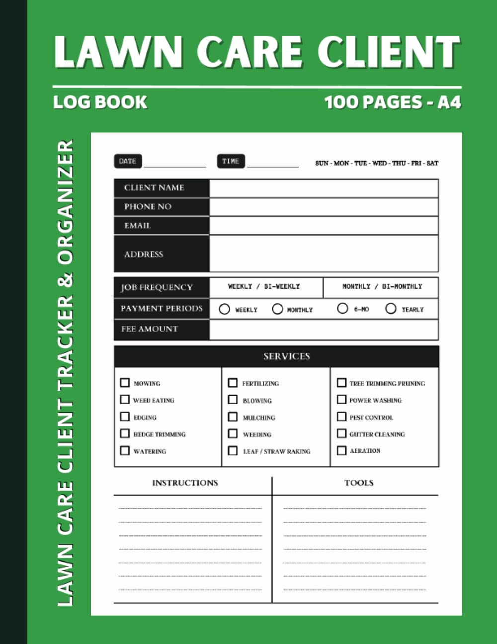 Lawn Care Client Log Book: Record Customer Information for Landscaping or Mowing Business. Track Contact and Payment Info, Scheduling, Services, Instructions and Tools - A4 | 100 Pages baixar livro de graça
