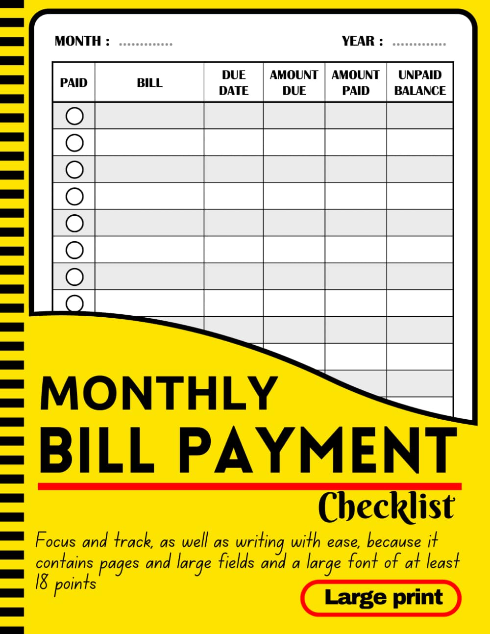 Monthly Bill Payment Tracker: Large print Bills Organizer for financial budgeting baixar livro de graça
