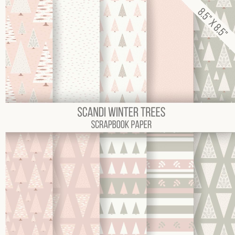 Scandi Winter Trees Scrapbook Paper: Double-sided collage book with modern Christmas tree designs in muted blush, sage and cream tones baixar livro de graça