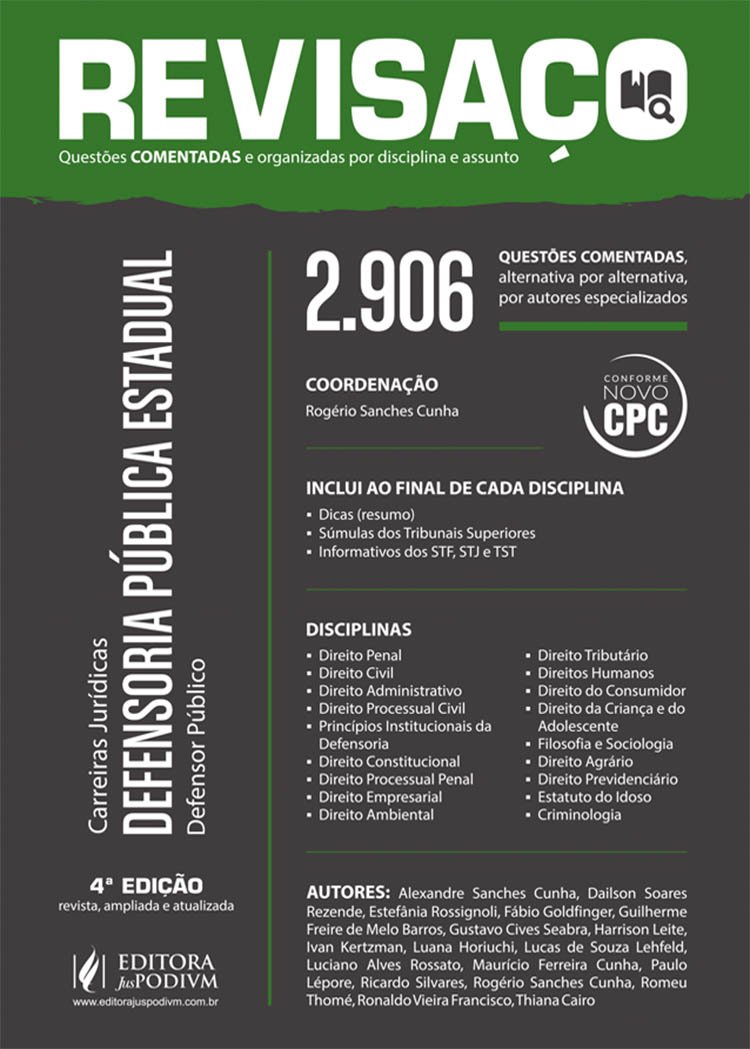 Defensoria Pública Estadual. Defensor Público. 2.906 Questões Comentadas - Coleção Revisaço baixar o livro de graça