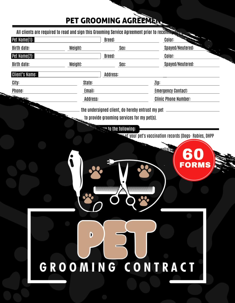 Pet Grooming Contract: Dog Cat Groom Service Agreement Logbook for Salons, Mobile Groomers, and Home Businesses | 60 Forms, 120 Two-Sided Pages baixar livro de graça