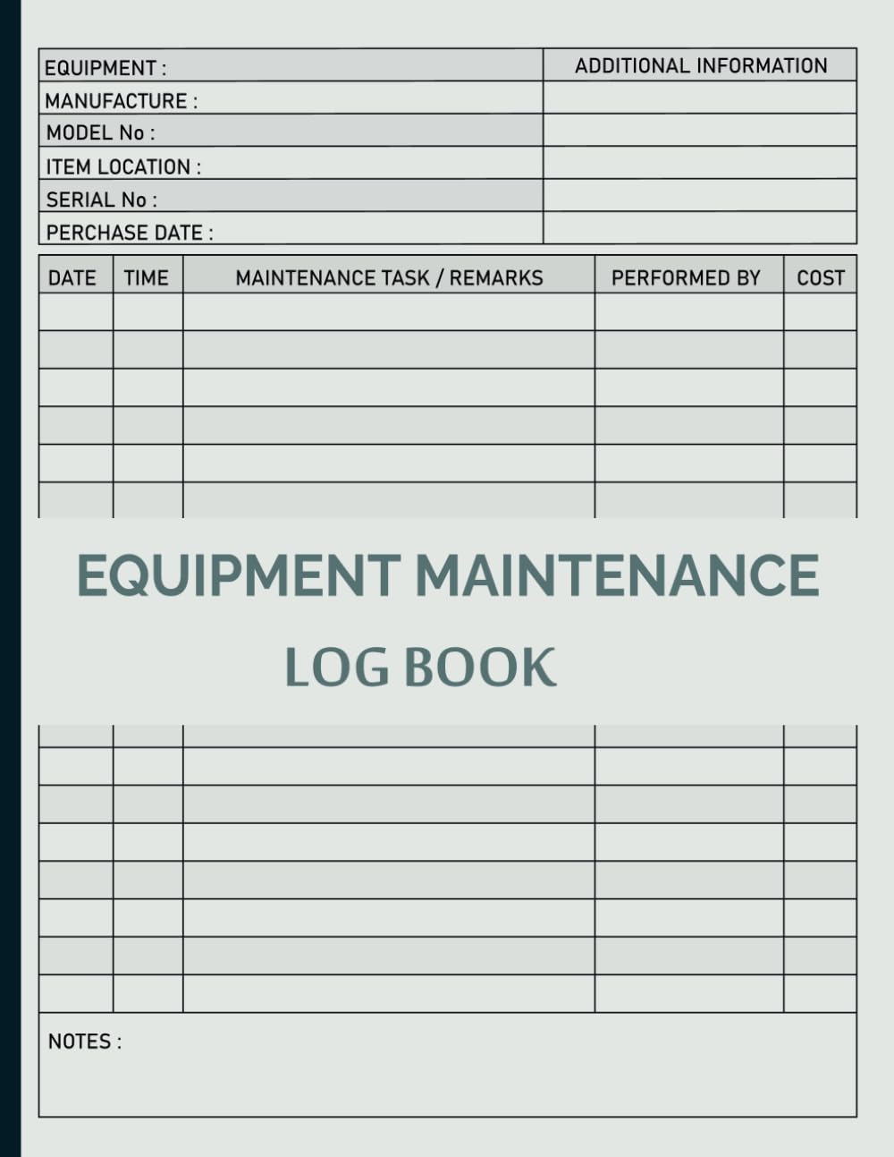 ler totalmente Equipment Maintenance Log Book: Daily Equipment Repairs and Preventive Maintenance Record Book