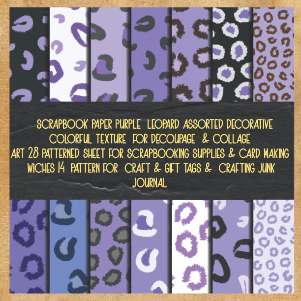 scrapbook paper purple leopard assorted decorative colorful texture for decoupage & collage art 28 patterned sheet for scrapbooking supplies &... craft & gift tags & crafting junk journal baixar livro de graça