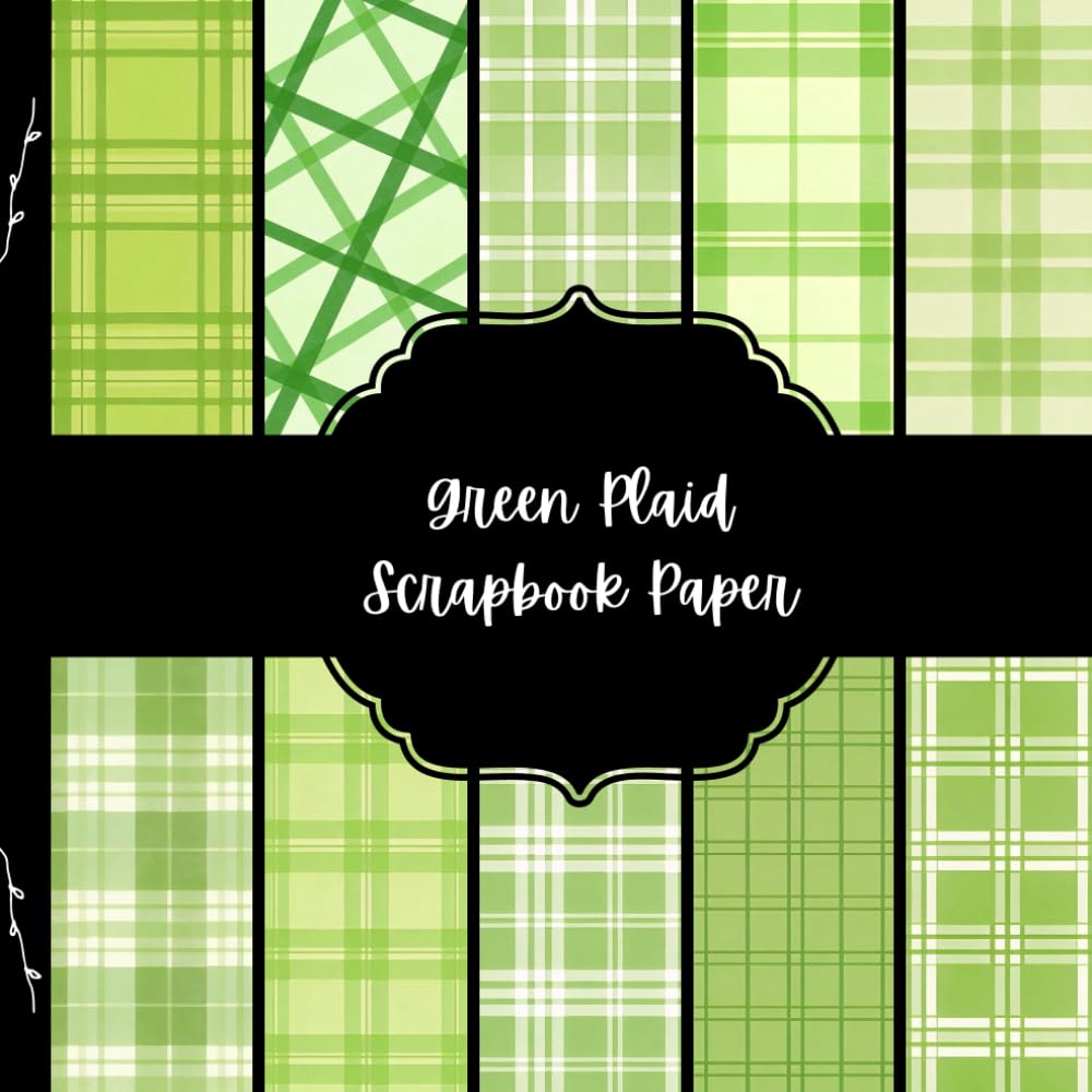 Green Plaid Scrapbook Paper, Vibrant Gingham Junk Journal Paper, Abstract Decorative Paper, DIY Projects, Origami, Collage Sheets, Decoupage Paper, 10 Designs, Double Sided baixar livro de graça