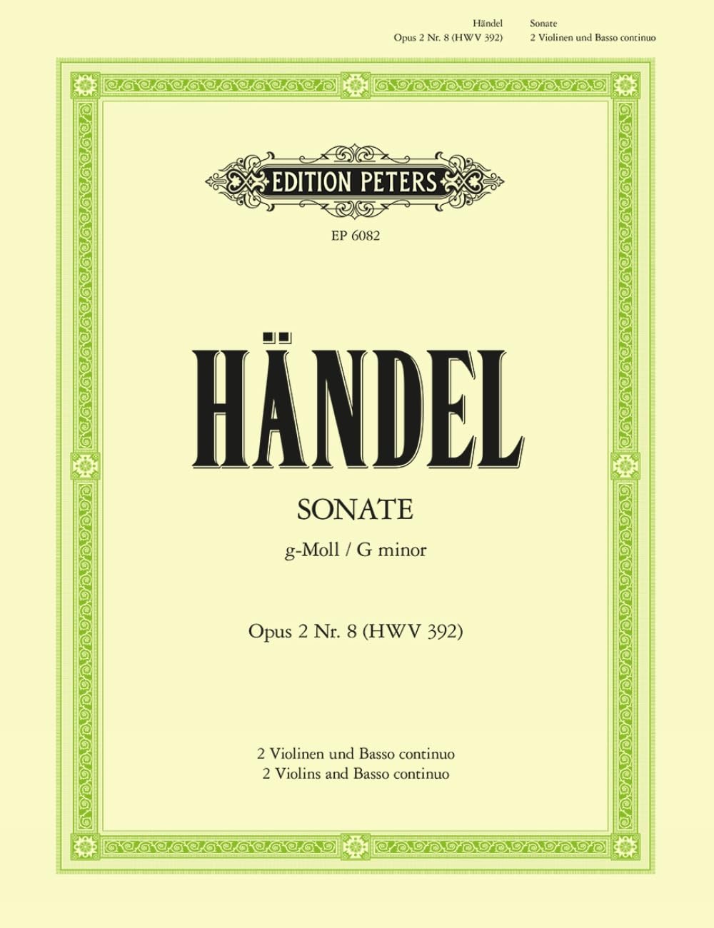 Sonate fur 2 Violinen und Basso continuo g-Moll op. 2; 8 HWV 392