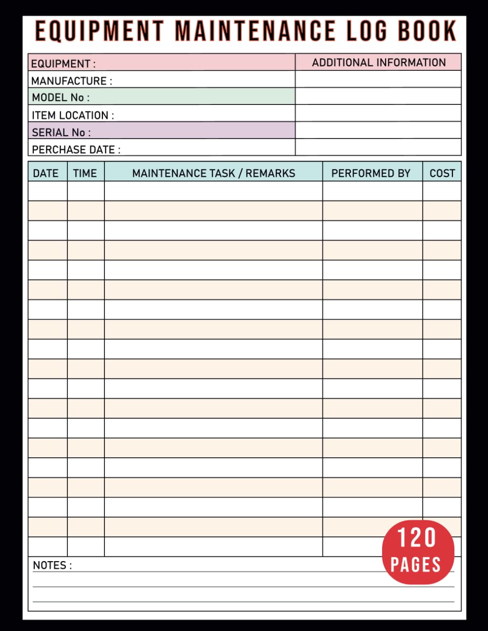 Equipment Maintenance Log Book: Daily Equipment Repairs and Preventive Maintenance Record Keeping Book baixar o livro de graça