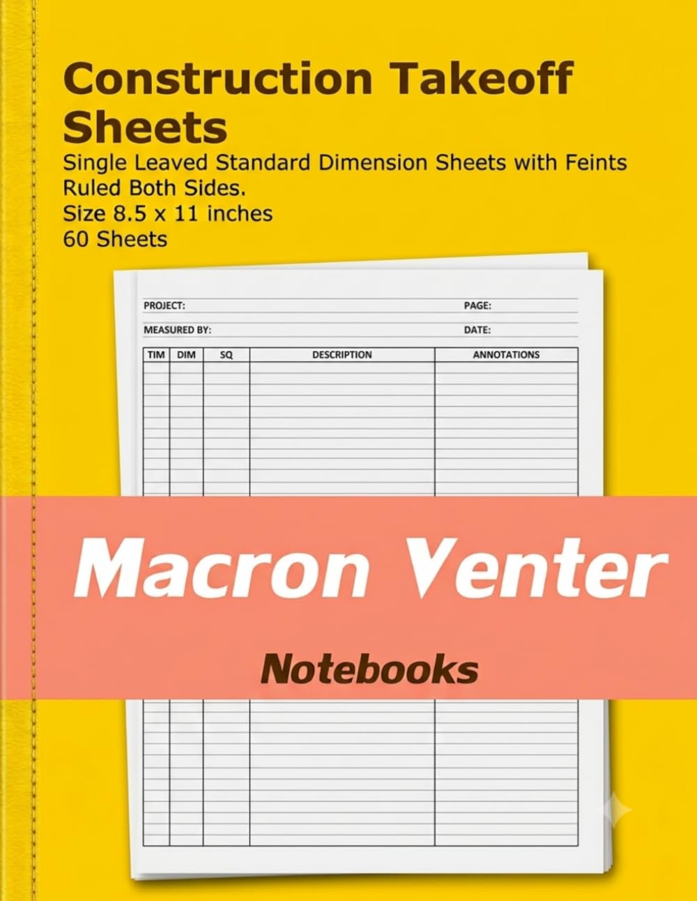 Construction Takeoff Sheets for Quantity Surveyors and Estimators / Measurements Notebook: 60 Standard Dimension Sheets with Feint and Margins – Ruled Both Sides (Single-Leaved Page Format) baixar livro de graça