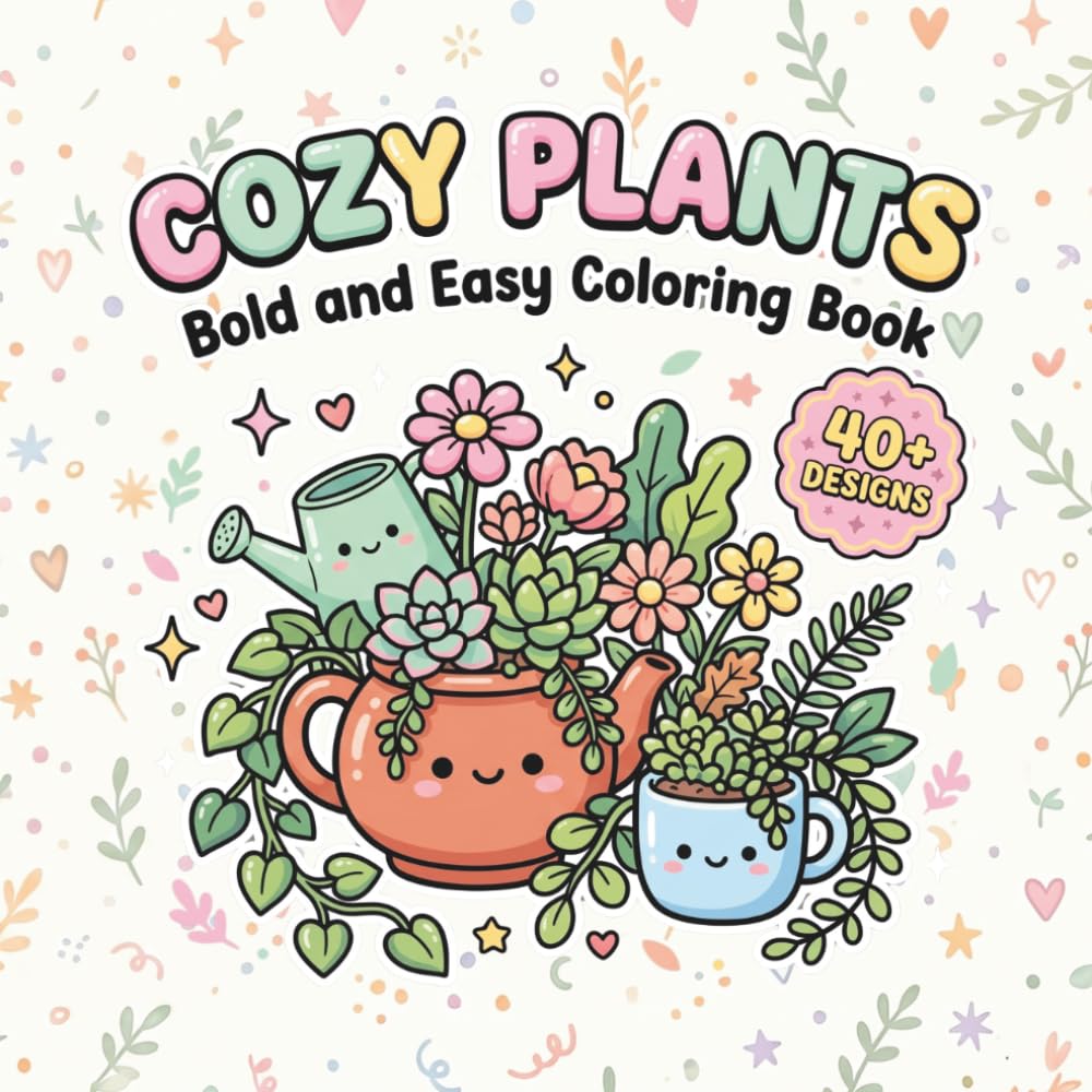 Cozy Plants: Bold and Easy Coloring Book: 40+ Cute, Simple and Relaxing Plant Designs for Adults and Kids baixar o livro de graça