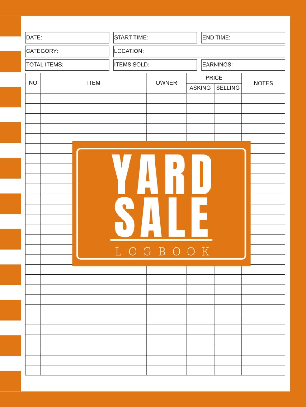 ler totalmente Yard Sale Log Book: Garage Sale Organizer | 110 Pages for Planning, Pricing & Tracking Sales and Profits | 8.5 x 11 Inches