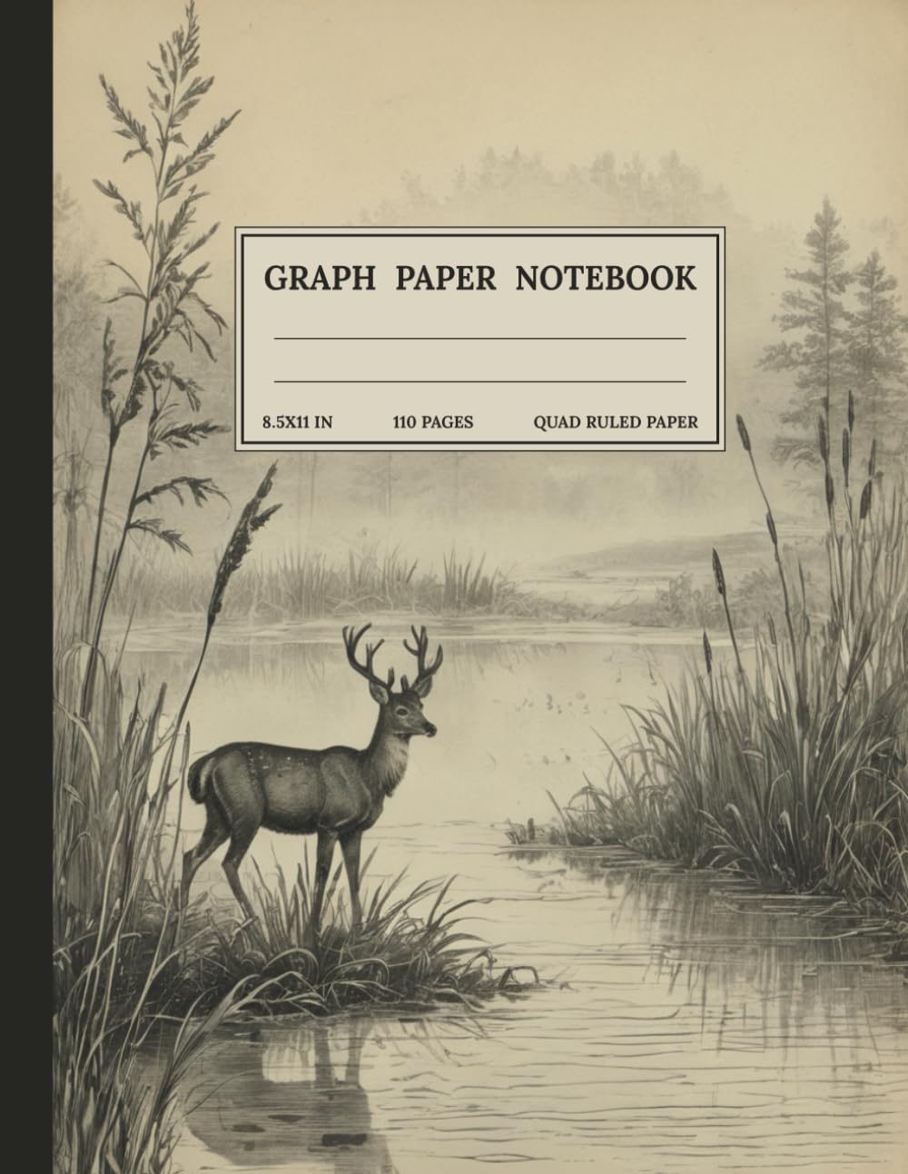 capítulo por capítulo baixar Graph Paper Composition Notebook: Quad Ruled 5x5 Deer Misty Marsh Black and White Vintage Aesthetic wildlife Illustration. For Students, Teachers. College, School, Office & Work