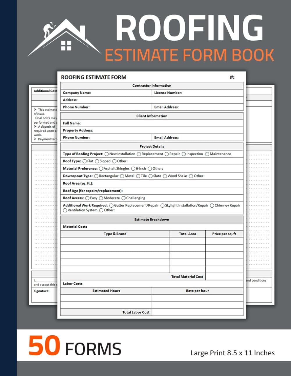 Roofing Estimate Form Book: Roofing Installation & Repair Estimating Sheets | Roofing Contractor Proposal Forms | 100 Pages (50 Forms) baixar o livro de graça