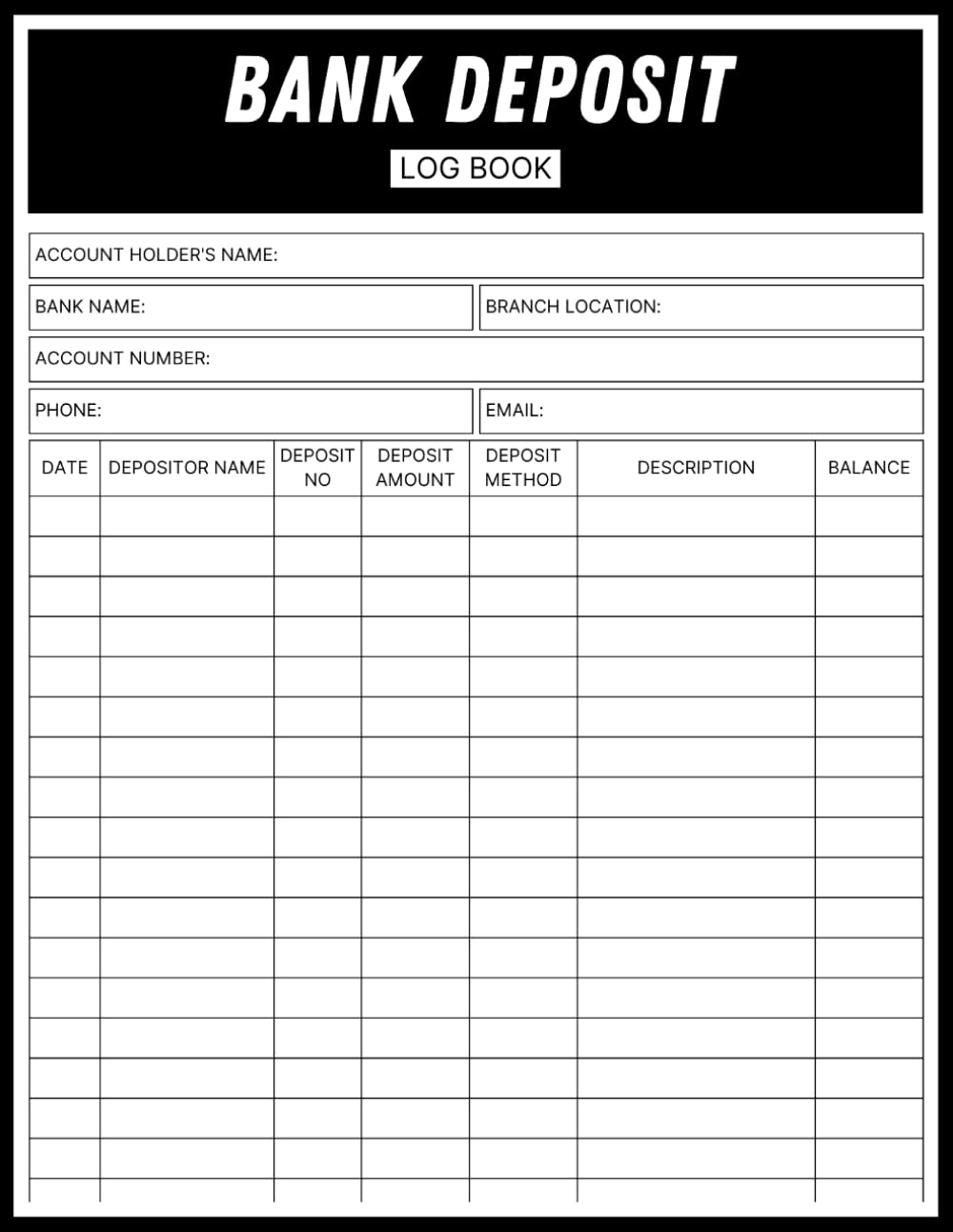 Bank Deposit Log Book baixar livro de graça