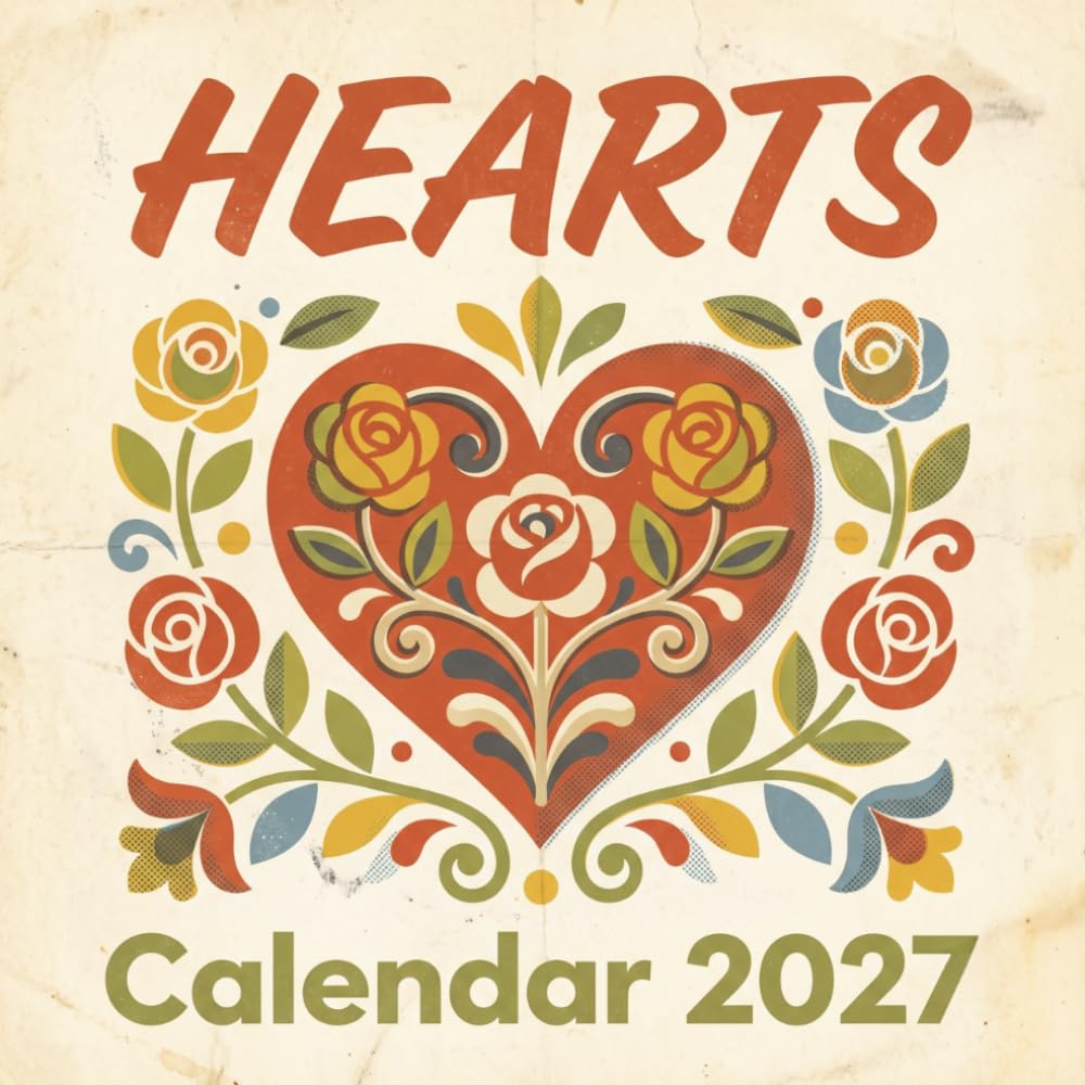 Hearts Calendar 2027: Share timeless mid-century romance with twelve classic retro heart illustrations for your home baixar o livro de graça