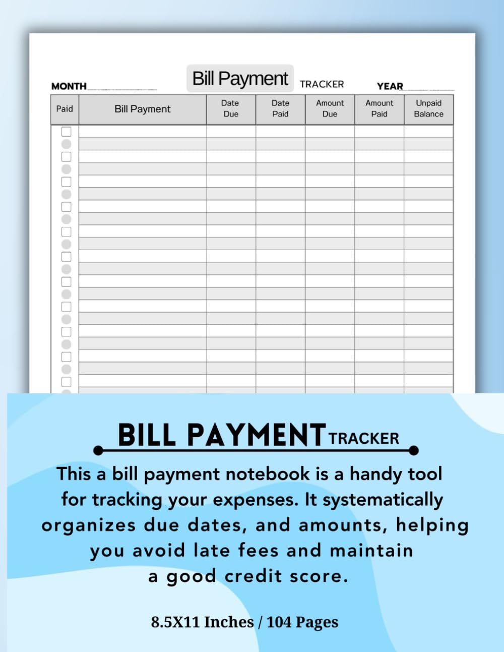 BILL PAYMENT TRACKER: Monthly Bill Organizer Checklist to do Budgeting, Finance, Payment for Home or Small Businesses. 8.5x11 Inches / 104 Pages. baixar o livro de graça