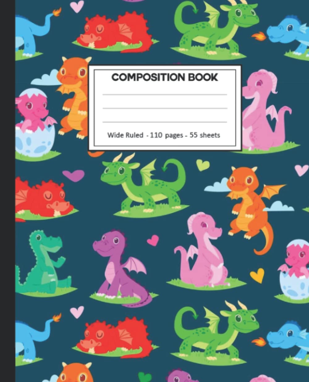 Composition Notebook: College Ruled: 110+ Lined Pages Writing Journal: Dragon on White. baixar livro de graça