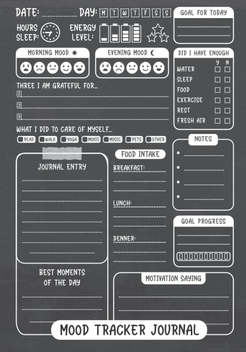 Mood Tracker Journal: Daily Health & Mental Health Tracker | Track your: Mood, Energy, Sleep, Food Intake, Goals & More | Daily Mood Notebook baixar livro de graça