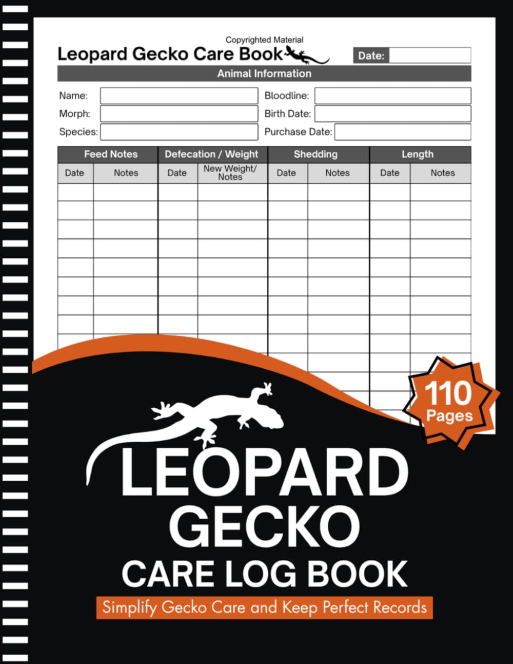 Leopard Gecko Care Log Book: Monitor Feeding, Weight, Shedding & Habits | Keep Your Gecko Healthy and Thriving | Large Print 8.5" x 11" Inches, 110 pages baixar o livro de graça