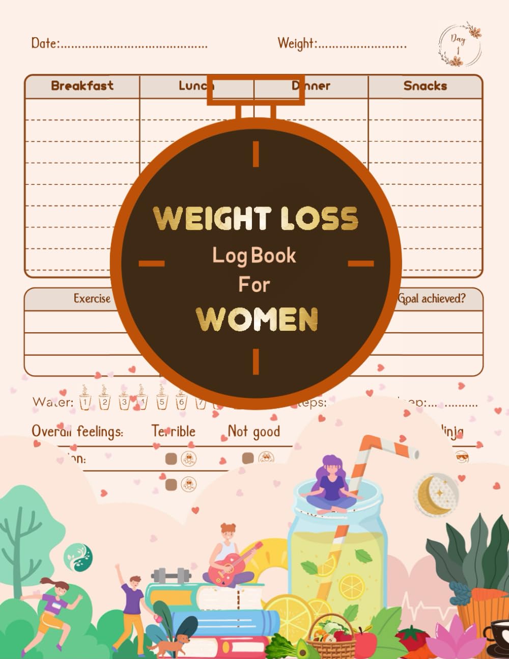 ler totalmente Weight Loss Log Book for Women: Planner With Body Measurements, Meals, Mood Tracker