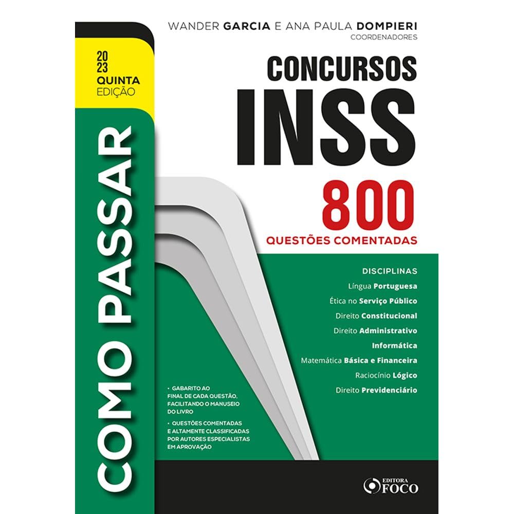 Como Passar em Concursos do INSS - 800 Questões Comentadas - 5ª Ed - 2023 baixar o livro de graça