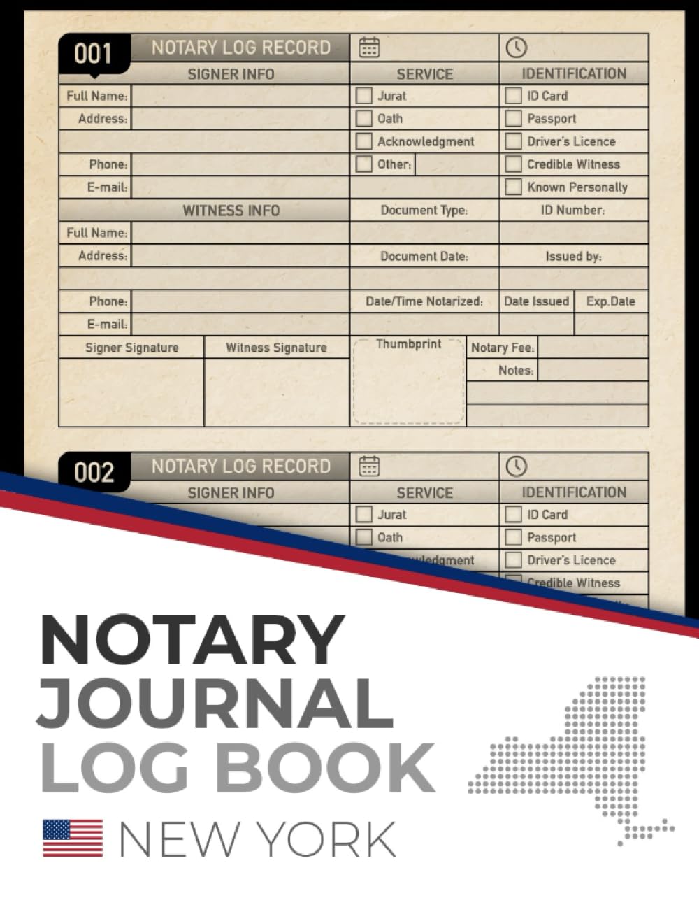 ler totalmente New York Notary Journal Log Book: For recording the notarial acts, for 200 Records