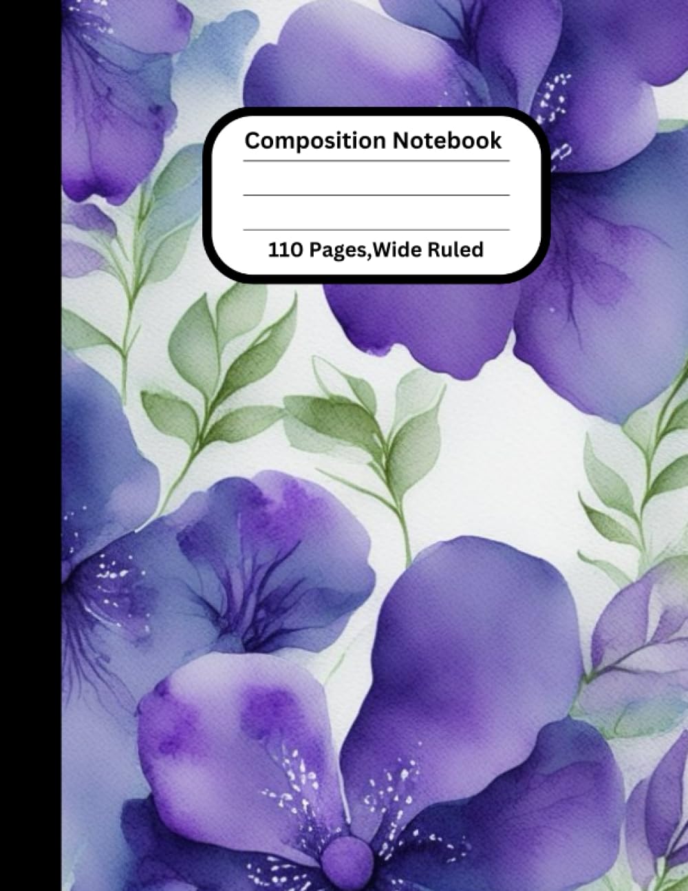 ler totalmente Composition Notebook College Ruled: Vintage purple Dried Floral Violet Flower Botanical Illustration, Watercolor Floral Plant Boho Cottagecore College or Work / 110 Pages, Wide Ruled, 8.5 x 11 inches