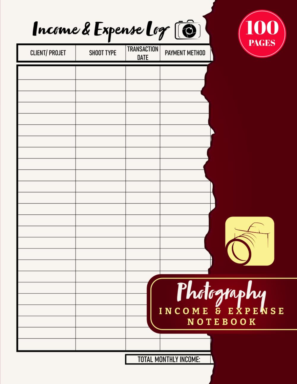 ler totalmente Photography Income & Expense Notebook: Weekly and Monthly Profit & Loss Logbook for Photographers and Creatives | Organize Finances for Tax Year | 100 Pages