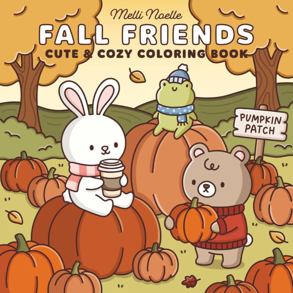 ler totalmente Fall Friends Cute & Cozy Coloring Book: Adorable Autumn Animals, Pumpkins, Apples, Woodland Scenes & Relaxing Designs for Teens and Adults