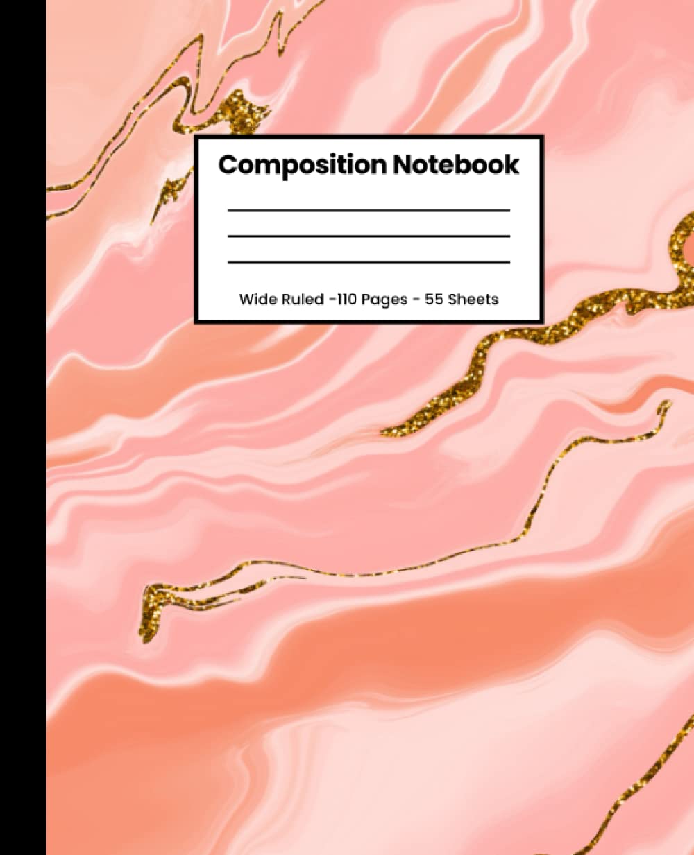 ler totalmente Composition Notebook: Gold Glitter Liquid Marble Wide Ruled Notebook for School, Notebook for Kids, Teens, and Adults, 110 Pages 7.5X9.25 Inches