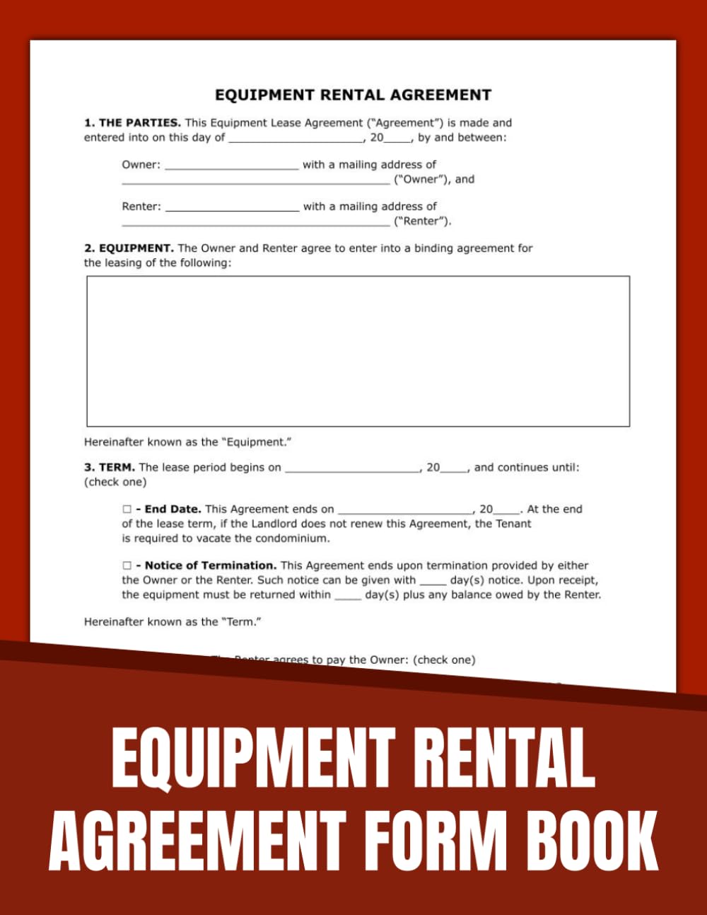Equipment Rental Agreement, Outlining Lease Duration, Fees, and Maintenance Obligations | Size 8.5 × 11 inch. baixar livro de graça